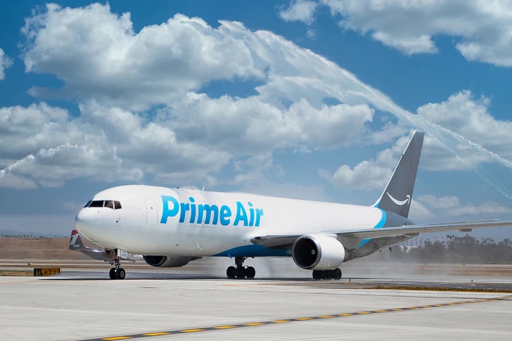 Amazon Prime Air plane at San Bernardino Airport