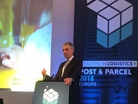 Frank Appel speaks at the Leaders <p>In Logistics conference in Berlin