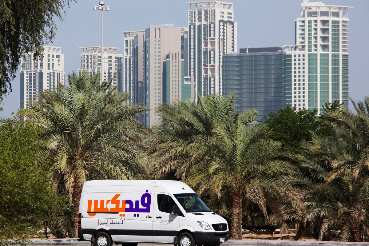 A FedEx Express van in Saudi Arabia