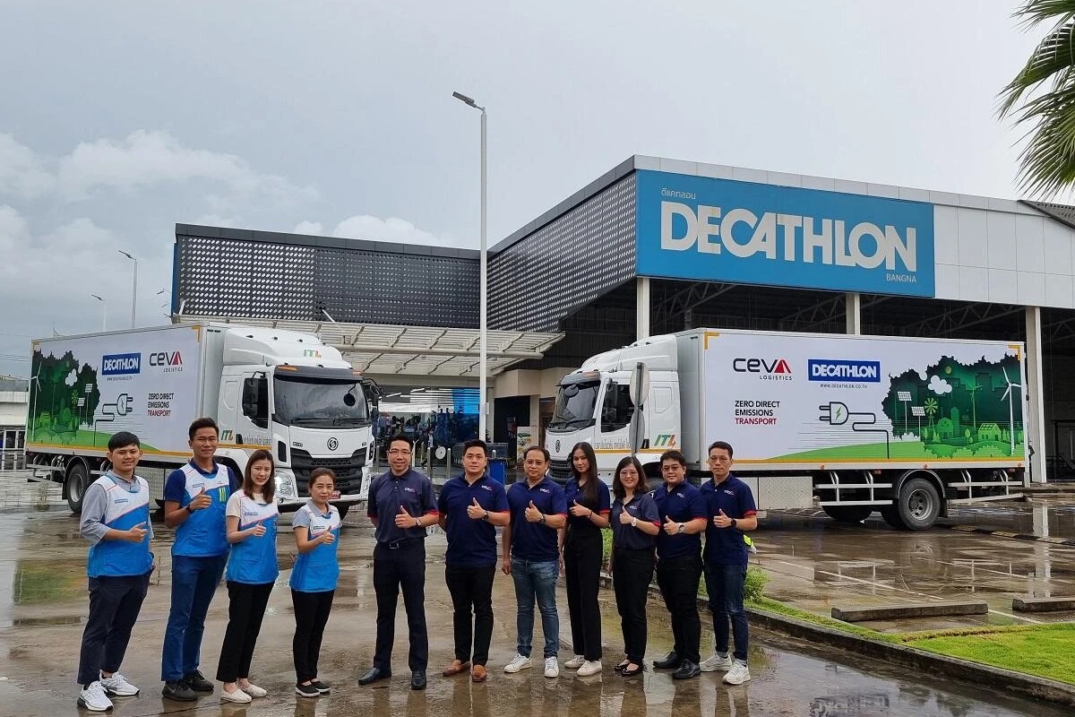 CEVA electric trucks at Decathlon site in Thailand