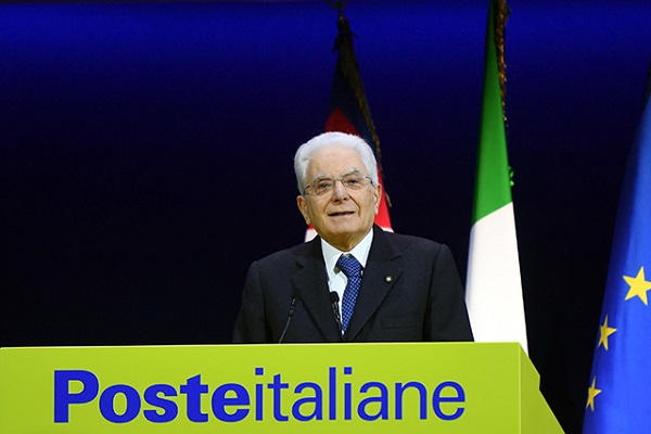 Italian president Sergio Mattarella speaks at Poste Italiane's Polis presentation 